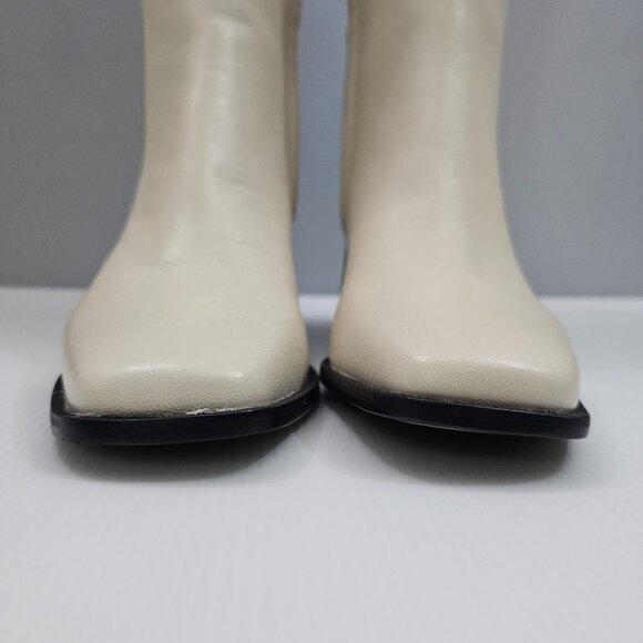 Sam Edelman Wade Knee High Boot Womens 10 Ivory Cream Leather Block Heel NEW - Picture 8 of 16